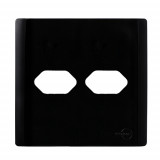 Placa p/ 2 Tomadas 4x4 - Novara Preto Brilhante 